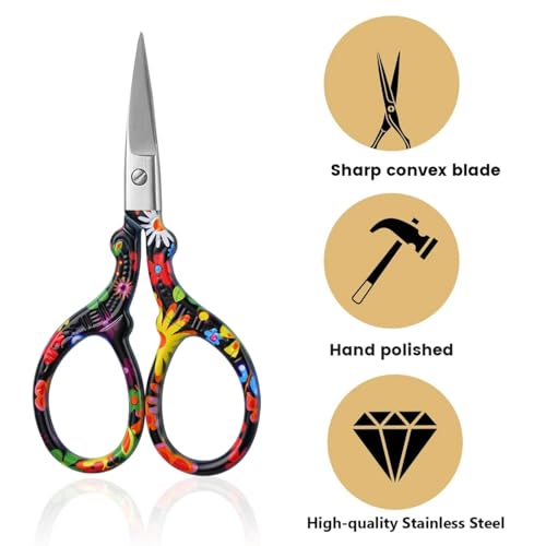2PCS Sewing Embroidery Scissors, 3.6 Inches Sharp Stainless Steel Crochet Scissor Craft Scissors for Cross Stitch Supplies, Crochet Accessories, Paper Cutting,Threading & Needlework DIY(Black+Pink) - color: Black+pink