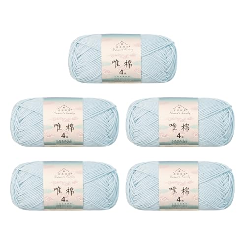 Susan's Family Combed Cotton 4 ply Yarn 5x50g-5Packs-14#Starlight Blue | 5skein pack balance 60cotton40acrylic blend Fingering Yarn Soft breathable durable crochet and knit baby blanket cardigan toy - color: 14#Starlight Blue