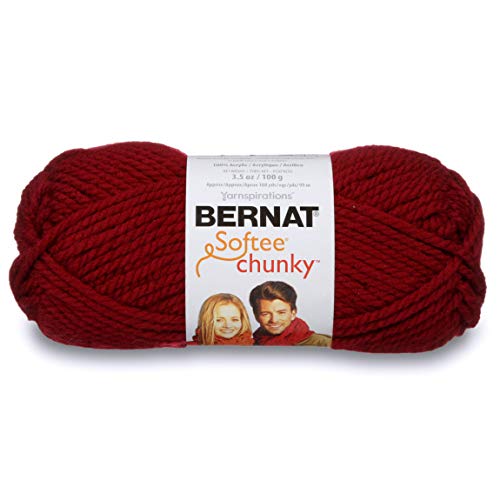 Bernat Softee Chunky Yarn, 3.5 Oz, Gauge 6 Super Bulky, Wine - color: Wine, size: Pack of 1