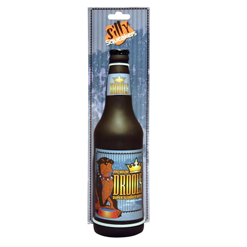 SILLY SQUEAKERS Tuffy 2 Pack Beer Bottle Dog Toy: Squeaky Dog Toy, Washable and Floats, Vinyl - color: 2PK Brown Drools Beer Bottle