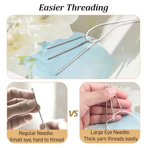 Large-Eye Blunt Stainless Steel Yarn Needles (18-Piece Set) – Easy-Thread Knitting, Sewing & Craft Finishing Needles with Storage Bottle