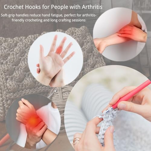 Blingcute Ergonomic Crochet Hook Set with Case, 82 PCS Crochet Starter Kit (0.6–10mm), Aluminum Hooks with Soft Grip, Complete Crochet Set for Beginners & Chunky Yarn - color: Lake blue