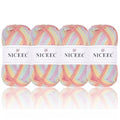 NICEEC 4 Skeins Soft Baby Cotton Yarn- Candy | 4 Ply, DIY Craft, Fingering Weight, Blanket Yarn for Crochet & Knitting, Total 700yds/7.05oz - color: Candy