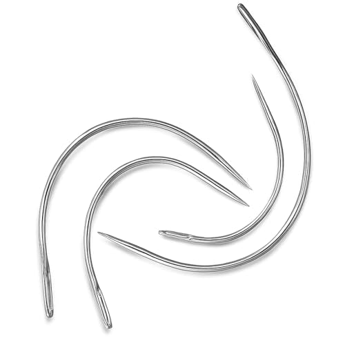 4 Pcs Curved Leather Sewing Needles, 2'', 2.5'', 3 '', 3.5 ''C Type Weaving Sewing Needle for Crafts Repairing Weaving Canvas