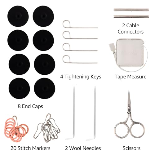 KnitPro Nova Regal 5-Inch Interchangeable Circular Knitting Needle Set | US 2.5, 3, 4, 5, 6, 7, 8, 9, 10, 10.5, 11 Incl. 5 Memory-Free Cables, 2 Connectors & More, Fabric Case, Project Bag