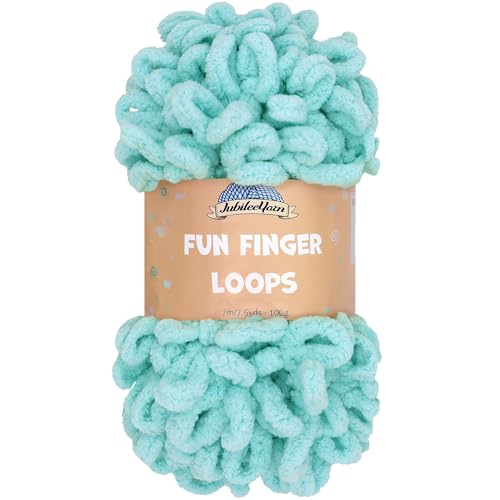 JubileeYarn Fun Finger Loops Yarn - 100g/Skein Jumbo Polyester - Blue - 1 Skein - color: 002 Blue, size: 1 Skein