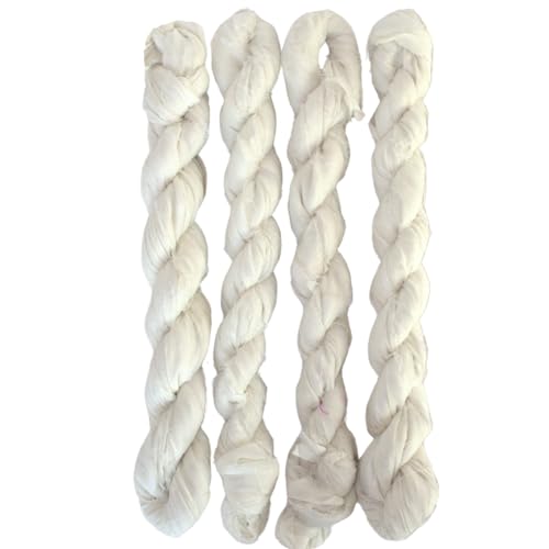 KNITSILK Poly Cotton Ribbon Yarn – Natural White Ribbon Yarn for Knitting, Crochet, Weaving, Macramé & DIY Crafts, Lightweight Textured Fiber, 22 Yards (20m), 45g Skein