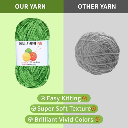 3 * 100g Velvet Chenille Chunky Yarn for Crocheting, Handcrafts Weaving Soft Chenille Yarn for Crocheting Clearance, Used for Making Baby Yarns Blanket, Clothes, Knitting Creations (Cyan Green) - color: Cyan green