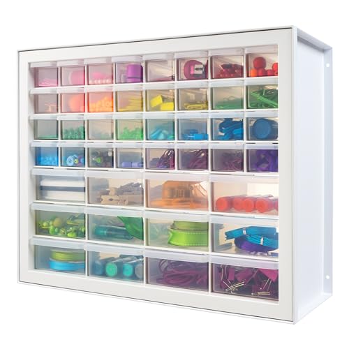 IRIS USA 44-Drawer Small Parts Storage Cabinet, Crafts, Made in USA, White | Wall-mountable, Stackable, Building Bricks, Screws, Nuts & Bolts, Hardware, Garage Tool Storage - color: White, size: 44 Drawer