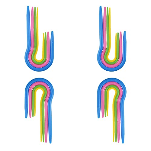 Hahiyo U-Cable Needles Stitch Holders Set Sturdy Plastic Mixed Color Safety Pin Cable Knitting Bent Weaving Needle Hooks 16 Pieces for Sweaters Socks Yarn Sewing Crochet Embroidery