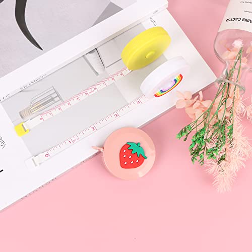 3 Pack Measuring Tape Retractable, Mini Soft Cartoon 60Inch Measuring Tape for Body Flexible Tape Measure for Tailor Sewing Craft Cutting Ruler Tools Height Waist Weight Loss Measure Tape - color: Yellow + White +Pink