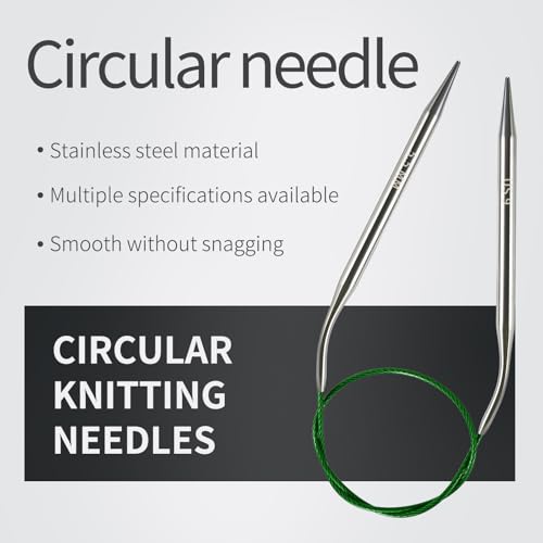 Circular Knitting Needles US Size 4 (3.5 mm) 16 inches (40 cm), Includes 10 Stitch Markers; Perfect for Knitting Sleeves, Socks, and Baby Booties - size: 3.5MM/US4