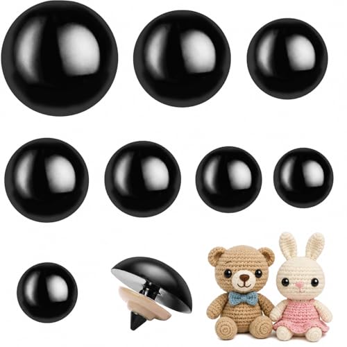 80pcs Large Safety Eyes for Amigurumi Eye for Stuffed Animals Craft Crochet Dolls Eyes for DIY Puppets Bear Crafts Animals Amigurumi Making Supplies - color: Black