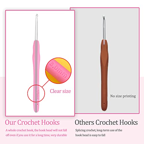 QMNNMA 3 mm Crochet Hook, Ergonomic Crochet Hooks for Arthritic Hands | Crochet Needles for Yarn, Knitting Needles for Beginners, Left-handed People Crocheting Yarn, Good for Making Blankets - size: 3mm