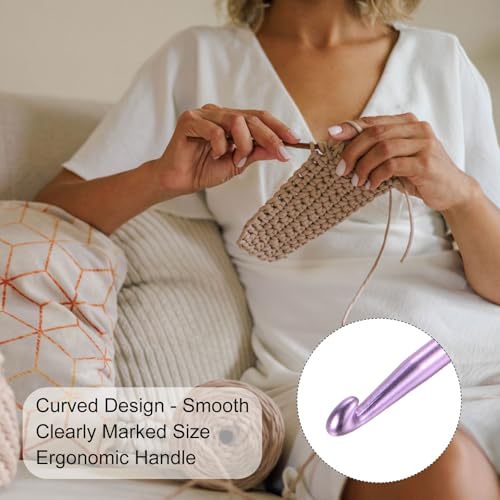 uxcell Aluminum Crochet Hook 3mm US Size C(Size 2) Needle Purple 10Pcs | Knitting Needles for DIY Craft Yarn - color: Purple, size: 3mm
