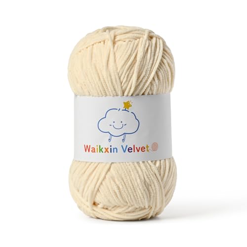 Fluffy Chenille Yarn for Crocheting，Baby Yarn for Crocheting Soft，50g/1.76oz Velvet Amigurumi Yarn ，Fingering Weight Yarns for Crocheting Baby Blankets、DIY Craft.(Beige) - color: Beige