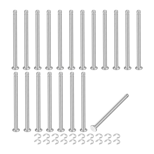 uxcell 20Set M3x45mm 304 Stainless Steel Cylindrical Shaft Snap Ring Locating Pin, Flat Head Grooved Hinge Cylinder Position Pin with E Clip Retaining Ring, Silver - size: M3x45mm
