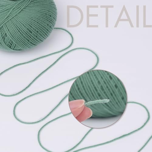 NICEEC 3 Skeins Soft Merino Wool Yarn- Light Green | Soft & Warm, Finger Weight, Woolen Yarn for Crochet & Knitting, Total 5.3oz/606yds - color: Light Green