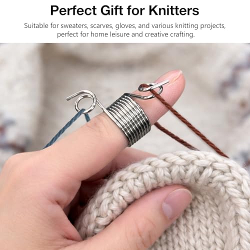 10PCS Stainless Steel Yarn Guide Rings, 2 Sizes Knitting Thimble Finger Coiled Rings for Knitting Accessories ﻿