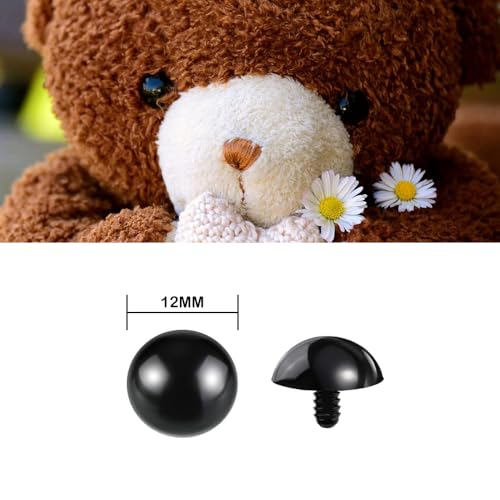 SUCHCOSY 150pcs (Eyes and Washers: 300pcs) Safety Eyes for Amigurumi 12mm Plastic Crochet Doll Eyes with Washers for Knitting Crochet Crafts.Black - size: 12mm