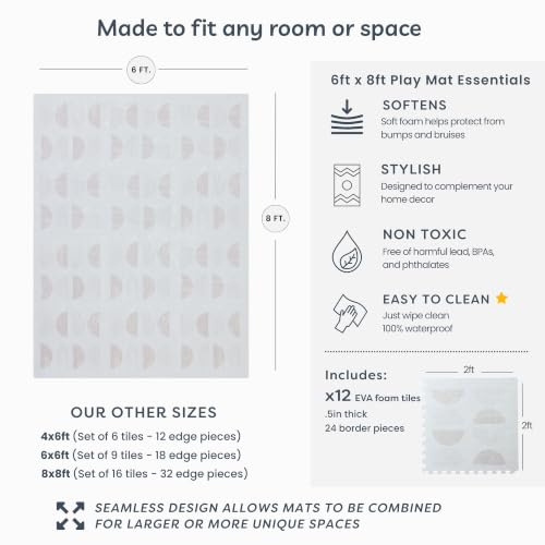 Little Landings Baby Play Mat for Floor - Aura Oat (6x8ft) - Interlocking EVA Foam Play Mat Tiles for Babies & Toddlers, Non-Toxic Playmat for Tummy Time, Crawling & Playroom - Neutral Rug-Look Design - color: Aura - Oat, size: 6x8 ft