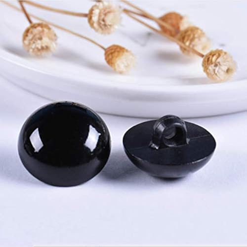 100 Pcs Assorted Sizes Sewing Black Eyes Sew On Plastic Safety Eye Half Ball Round Domed Buttons in Box for Crafts DIY