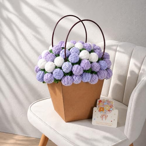 Ivydale Crochet Flower Bouquet Throw Blanket - color: Purple Tulip