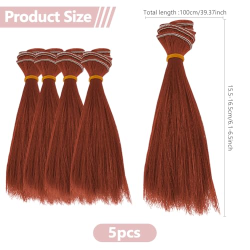 DICOSMETIC 5Pcs Doll Wig Doll Hair 15.5cm Straight Short Doll Hair High Temperature Fiber Doll Hair Wefts Doll Making Kits Doll Hair Extensions Brown Faux Hair Replacement for Doll Hair Crafts - color: Brown