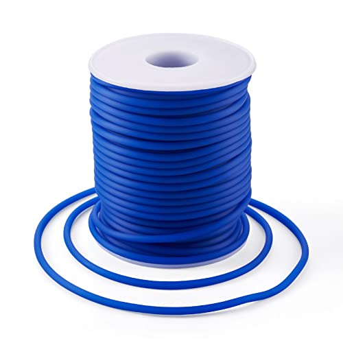 Beadthoven 3mm Hollow Pipe Rubber Tube Cords, 27Yards Barber Cord for Knitting Stitch Holder, Tubing Rubber Cord with Spool for Bracelet Jewelry Making DIY Crafts 1.5mm Hole - Blue - color: Blue, size: 3mm