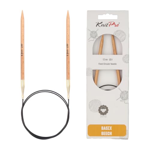 KnitPro Basix Beech Fixed Circular Needles 47" (120cm) | US Size 9 (5.5mm) - size: US 9 (5.5mm)