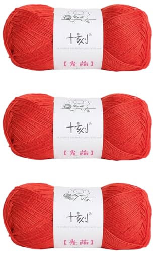 Linen Rayon Lyocell Blend Yarn, Superfine Fingering Weight (1), 150g/5.29oz (3 Strands, 50g/230yds per Strand)- 14 Red - color: SM14-Red