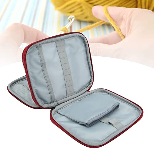Crochet Bag, Portable Large Capacity Double Layer 600D Oxford Cloth Knitting Bag with Sturdy Zipper Closure, for Storing Scissors Stitch Marker Tape and More