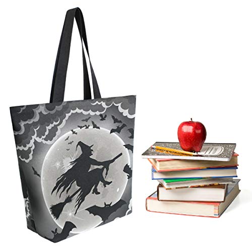 Chic Funny Cute Pattern Big Handle Extra Large Shoulder Tote Bag for Beach Travel Weekender Gym Grocery Shopping - style: Witch