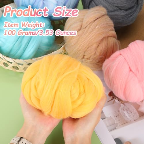 PATIKIL Wool Roving Yarn, 100G/3.53OZ Soft Felting Wool Pure Chunky Roving Yarn Bulk for Needle Felting Knitting Blanket Spinning Weaving DIY Craft, Wine Red - color: Wine Red
