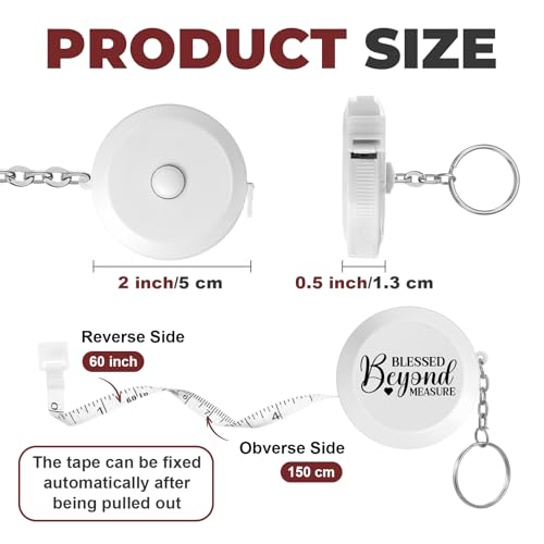12 Pack Christian Keychain Measuring Tape Ruler Retractable Measure Tape Women Christian Favor for Body Sewing Fabric Tailor Cloth Craft Medical Measurement(White) - color: White
