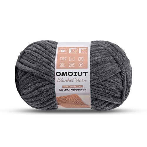 OMoiout Chunky Chenille Yarn for Crocheting, Soft Baby Blanket Yarn, #7 Super Bulky, Chunky Knit Blanket Crochet Yarn, 7 oz/109.4 yds Fluffy Velvet Amigurumi Yarn(Dark Gray) - color: [Dark Gray]