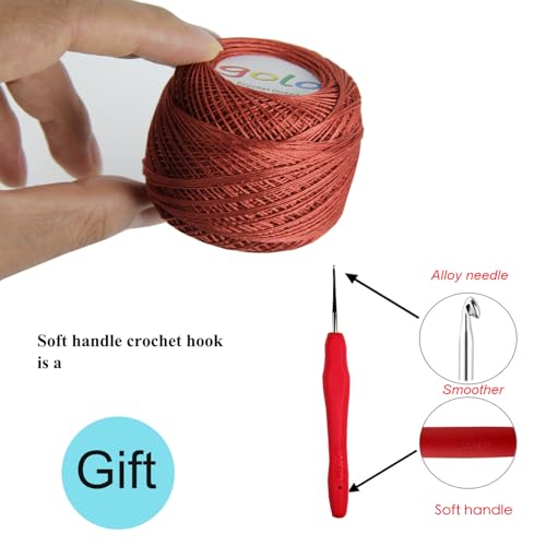 golo 9 Skeins Crochet Thread Size10 Embroidery Thread 10g Crochet Yarn for Hand Knitting 10-9-4 - color: Size10-9-4
