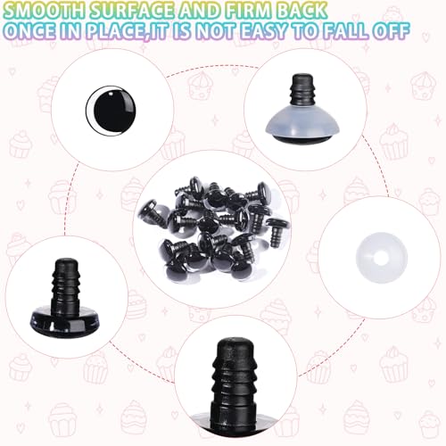 MUCUNNIA 100PCS 14mm Moon Safety Eyes for Crocheting with Washers Clear Safety Eyes for Amigurumi 3D Moon Crochet Eyes Doll Eyes for Animals Teddy Bear Crochet Toy Christmas Decorations - size: 14mm
