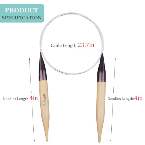 Weabetfu 32inch Bamboo Circular Knitting Needles US Size 11(8mm) | Premium Circular Needles Handmade DIY and Any Weave Yarn Projects,Include Knitting Accessories - size: US 11(8mm)