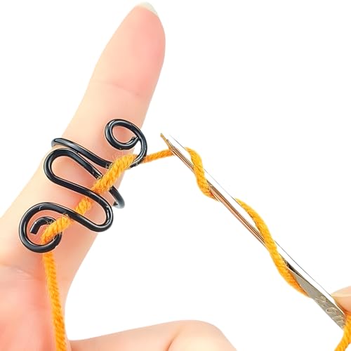 Crochet Tension Rings for Women Adjustable Crochet Hooks Ring - color: Black