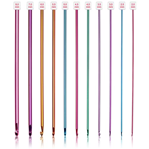 Coopay 11Pcs Tunisian Crochet Hooks Set-Long Crochet Hook, 2mm(B)-8mm(L) | Afghan Crochet Needles for Crocheting Large Projects, Great Knitting & Crochet Supplies for Beginner, Crocheter & Knitter - color: Multicolor Tunisian Afghan Set