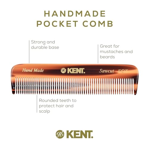 Kent A FOT Handmade Pocket Comb for Men, Women and Kids, All Fine Tooth Hair Comb Straightener for Everyday Grooming and Styling Hair, Beard and Mustache, Saw Cut and Hand Polished, Made in England - color: Bundle, size: 2 Pack