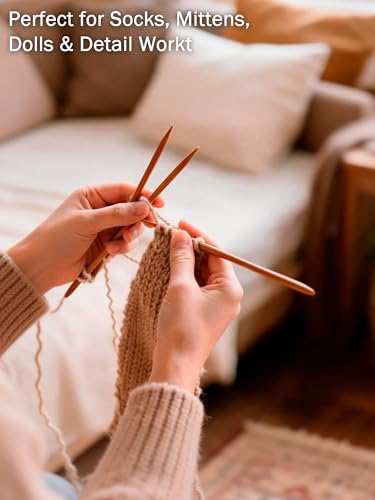 Haosie Double Pointed Knitting Needles Set, 55pcs/Set Bamboo Knitting Needles for Handmade DIY Craft Small Knitted Items, 11 Sizes from 2.0mm-5.0mm, 5.1in/13cm Length