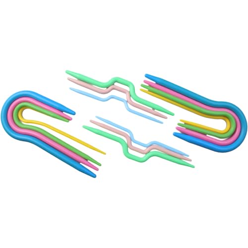 FDXGYH 14pcs U Shape Multicolor Bent Cable Stitch Holder Needles Plastic Twist Curved Hand Knit Knitting Needles - size: U Shape