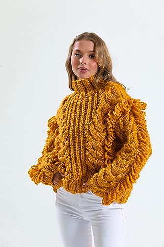 Estako Cozy Thick & Quick Yarn, 20% Wool 80% Acrylic, Super Bulky, Mustard | chunky, soft, hand knitting, blankets, crocheting, weight 6, 100 g, 65 yds, scarves, sweaters - color: 52095 - Mustard, size: 1 Skein