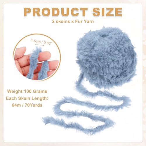 PATIKIL 70 Yards Fur Yarn, 2 Skeins 100 Grams Soft Plush Fluffy Chunky Polyester Faux Fur Eyelash Yarn for Crocheting Hand Knitting Blanket Hats Crochet Crafting, Cabbage - color: Cabbage