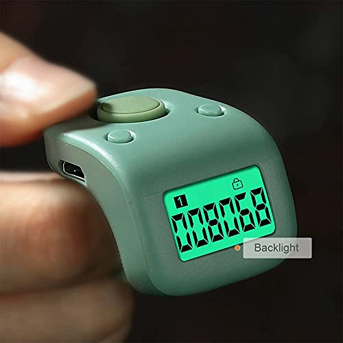 Rechargeable Silent Finger Counter 6 Channels Digital Tasbih Tally Clicker with LED for Prayer Knitting Sports Gift - color: Black X