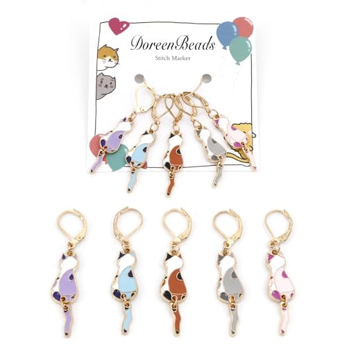 DoreenBeads Stitch Markers for Crocheting and Knitting | Alloy Enamel Crochet Marker Crochet Gifts for Knitting Weaving Sewing Accessories Quilting Jewelry Making - color: On Cat's Back