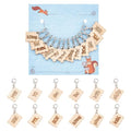 NBEADS 12 Pcs 12 Styles Wood Rectangle Stitch Markers with Lobster Clasp, Knitting Crocheting Accessories for Direction Guidelines