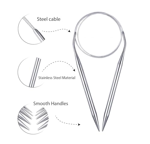Stainless Steel Circular Knitting Needles Size 7 (4.5mm) 24inch Length | Stainless Steel Circular Knitting Needles 24inch Length Circular Needle for Handmade Projects DIY Knitting Size 7 (4.5mm) - size: US 7(4.5mm) 60mm